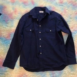 Navy Blue Taylor Stitch Flannel Button Down Shirt 44 Extra Large XL EUC